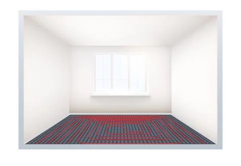 Empty room with heating floor and window Stock Illustration