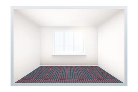 Empty room with heating floor and window Stock Illustration