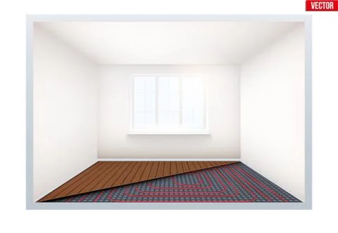 Empty room with heating floor and window Stock Illustration