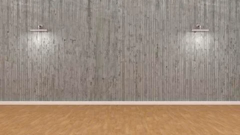 Empty room with illuminated concrete wall, 3d rendering Ilustración de archivo