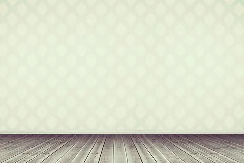 Empty room interior is being shown in flat design, with patterned wallpaper and Stock Illustration