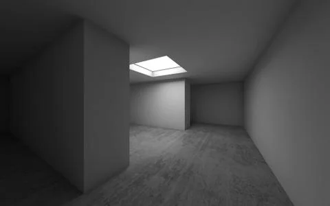 Empty room interior with ceiling light, 3d render Stock Illustration