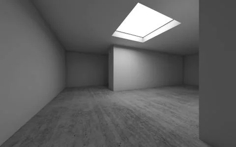 Empty room interior with ceiling light, 3 d render Stock Illustration