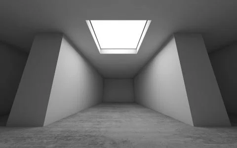 Empty room interior with ceiling light, 3d Stock Illustration