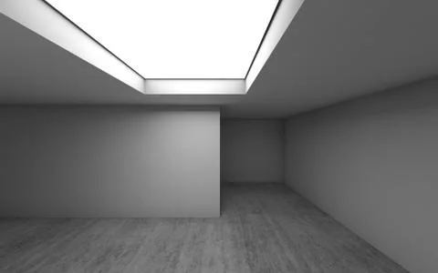 Empty room interior with ceiling light, 3 d Stock Illustration