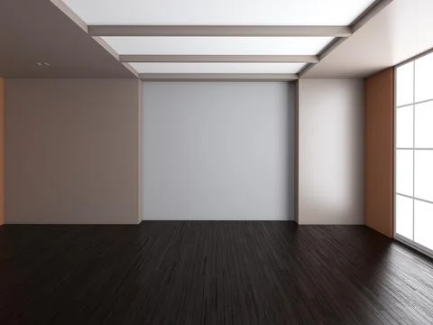 Empty Room Interior Concept with Large Floor to Ceiling Window. Stock Illustration