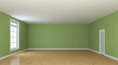 Empty Room Interior Concept with a White Window and a White Door. Stock Illustration