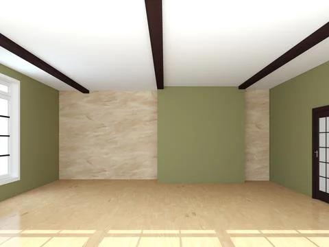 Empty Room Interior Concept without Furniture. With Light Glossy Parquet Stock Illustration