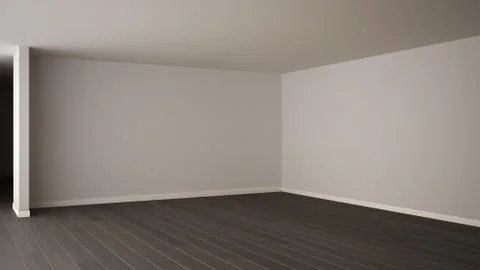 Empty room interior design, open space, parquet wooden floor, modern contempo Illustrazione stock