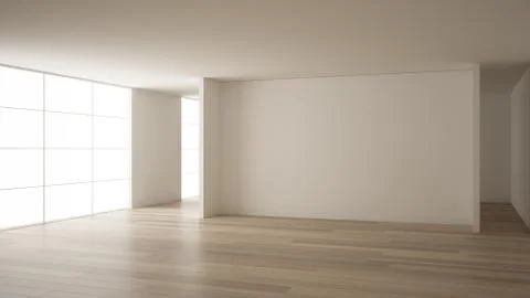 Empty room interior design, open space with white walls, modern style, parque イラスト素材