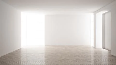 Empty room interior design, open space with white walls, modern style, parque イラスト素材