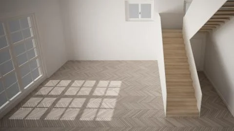 Empty room interior design, open space with white walls, modern style, parque イラスト素材