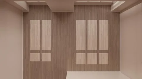 Empty room interior design, open space with white walls and parquet wooden fl Stock Illustration