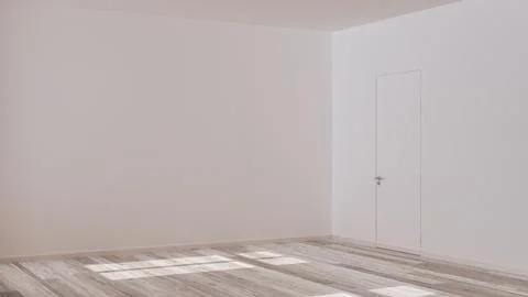 Empty room interior design, open space with bleached parquet floor, window .. Stock Illustration