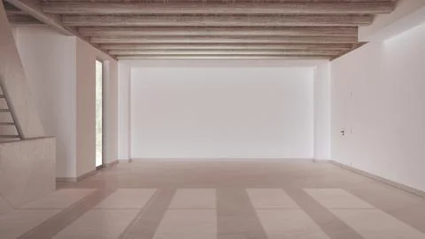 Empty room interior design, open space with resin floor, window and white w.. Stock Illustration