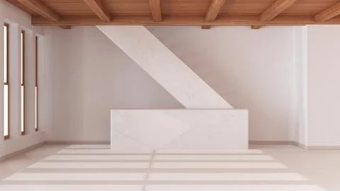 Empty room interior design, open space with resin floor, window and white w.. Stock Illustration