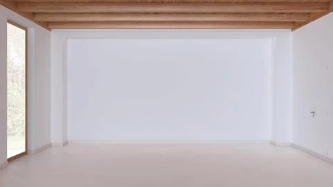 Empty room interior design, open space with resin floor, window and white w.. Stock Illustration