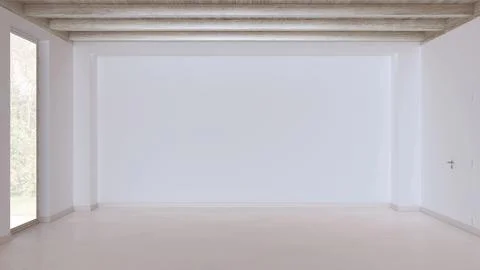 Empty room interior design, open space with resin floor, window and white w.. Stock Illustration