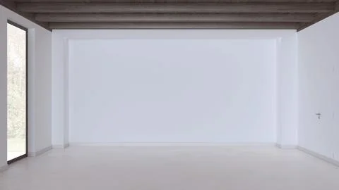 Empty room interior design, open space with resin floor, window and white w.. Stock Illustration