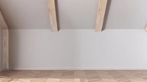 Empty room interior design, open space with parquet floor, bleached wooden .. Foto stock