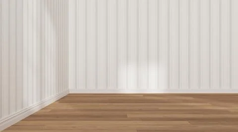 Empty room interior design in white and beige tones, open space with parquet  Stock Illustration