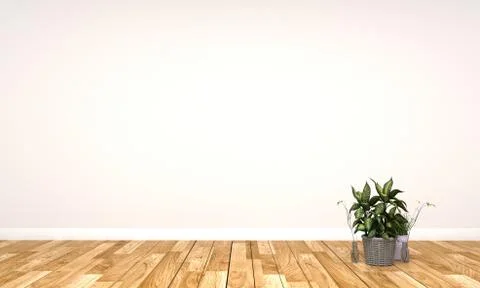 Empty room interior with glass vase with branch 3d. rendering Stock Illustration