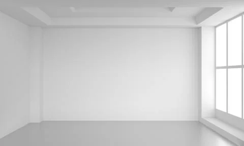 Empty Room Interior White Background. 3d Render Illustration Illustrazione stock