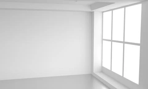 Empty Room Interior White Background. 3d Render Illustration 스톡 일러스트