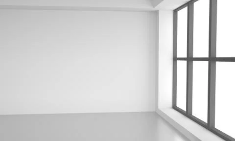 Empty Room Interior White Background. 3d Render Illustration Illustrazione stock