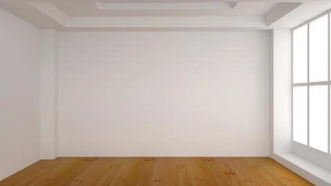 Empty Room Interior White Background. 3d Render Illustration 스톡 일러스트