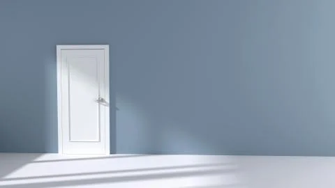 Empty Room Interior with white Door and sunlight Stock Illustration