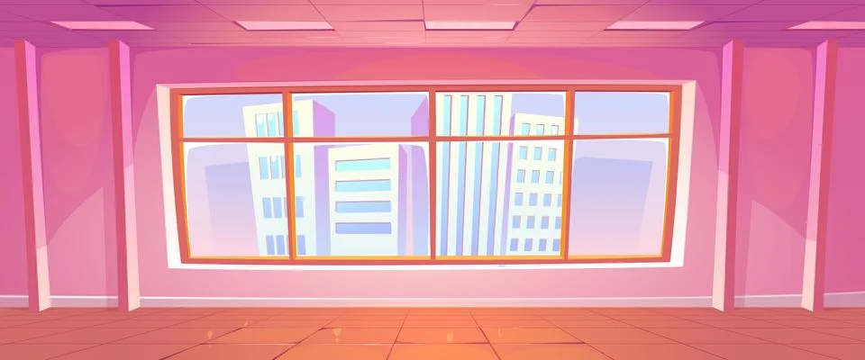 Empty room interior with window and view on city Stock Illustration