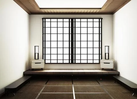 Empty room japanese style. 3D rendering Stock Illustration