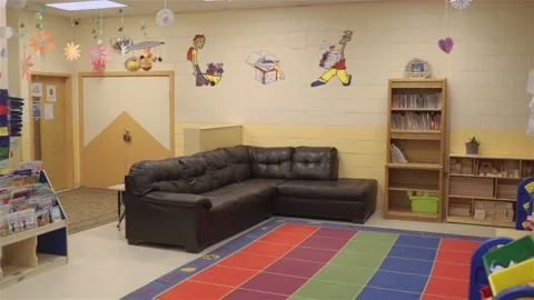Empty room in the kindergarten. 스톡 동영상 136447261