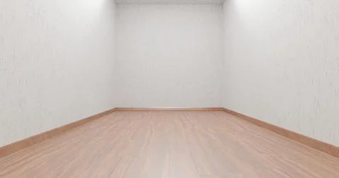 Empty room with laminate floor and plaster 3d rendering Illustrazione stock