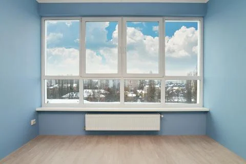 Empty room with large window 스톡 사진