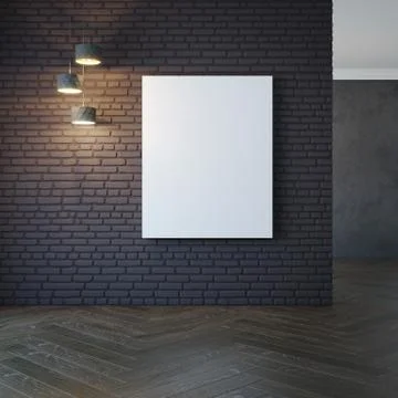 Empty room with light and blank pictures, 3d rendering Stock Illustration