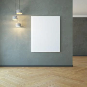 Empty room with light and blank pictures, 3d rendering Stock Illustration