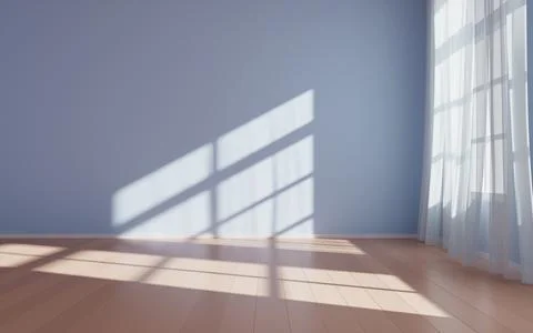 Empty room with light comes in, 3d rendering. Ilustración de archivo