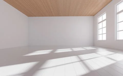 Empty room with light comes in, 3d rendering. Ilustración de archivo