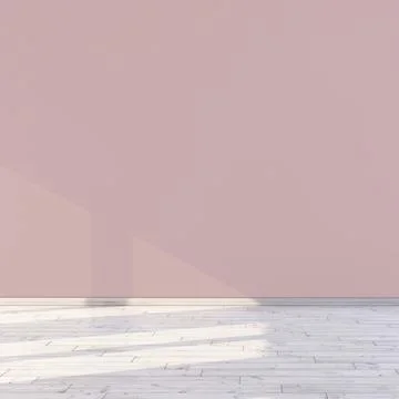 Empty room with light pink empty wall and sunlight through window in a room.. Stock Illustration
