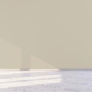 Empty room with light sand beige wall and sunlight through window in a room.. Stock Illustration