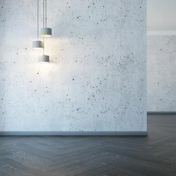 Empty room with lights, 3d rendering Stock Illustration