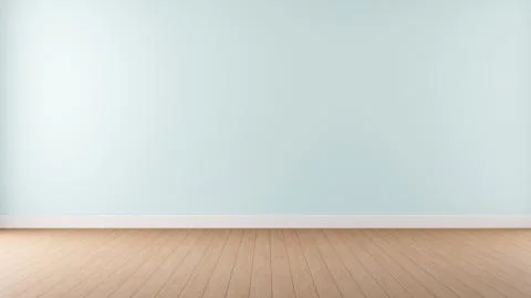 Empty room with mint wall background and woodden parquet. Stock Photos