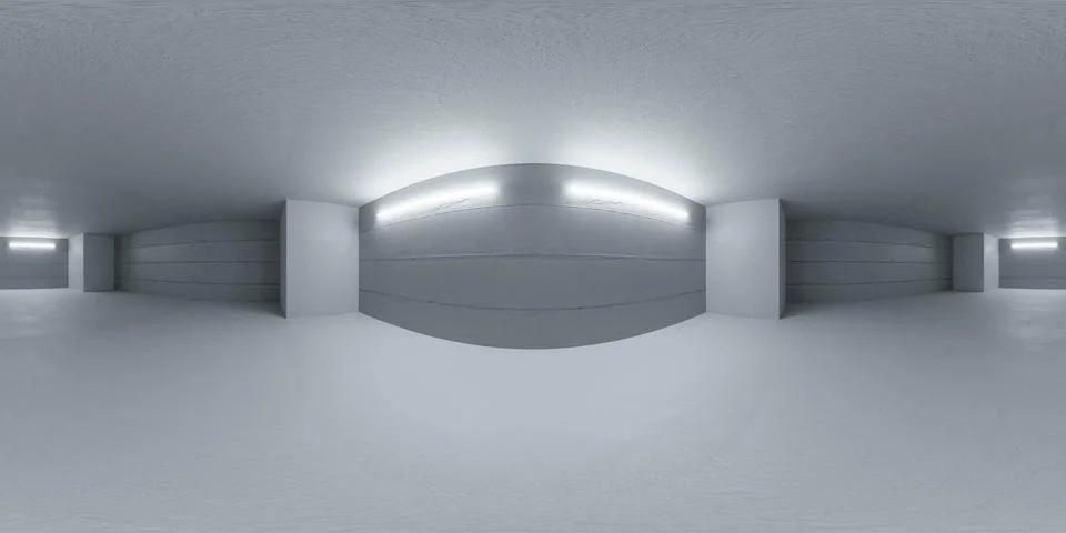 Empty room with multiple ceiling lights 360 panorama vr environment map 库存插图