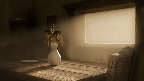 Empty room with mystic sunlight. Stock Illustration