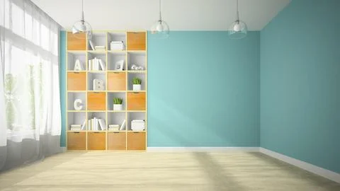 Empty room with niche shelfs 3D rendering Stock Illustration