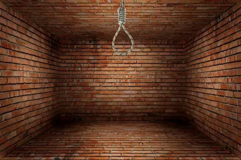 Empty room with noose of rope Stock Photos