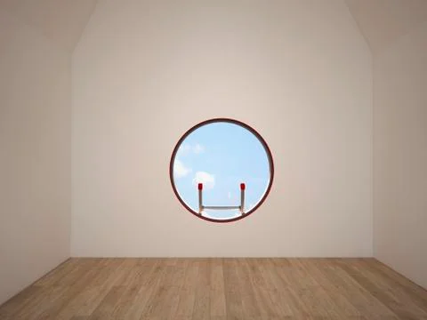 Empty room with oculus, 3D Rendering Ilustración de archivo
