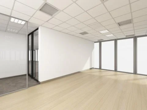 Empty room in office corporate, 3d render interior design, mock up illustrati Illustrazione stock